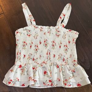 Ruched peplum floral top aqua - Bloomingdales